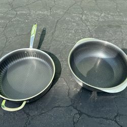 2x Stainless Steel Skillet Non-Stick Fry Pan Both Gas Cooker and Induction Cooker Multipurpose Cookware Use for Home Kitchen