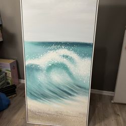 Tall Framed Canvas Wall Art – Ocean Wave