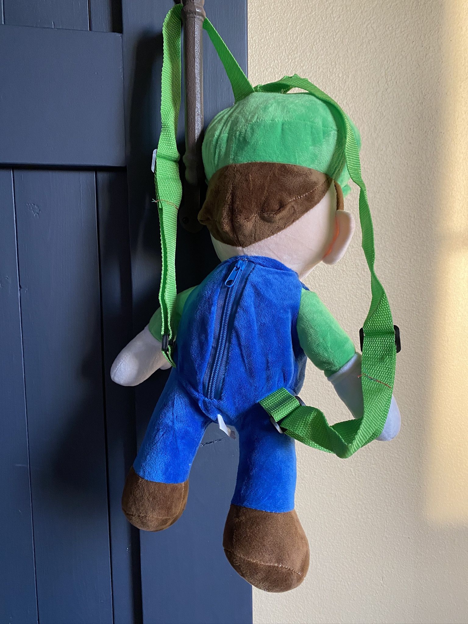 🎒 Nintendo Super Mario Brothers Luigi 17” Tall Plush Backpack Zipper Stuffed Toy Doll