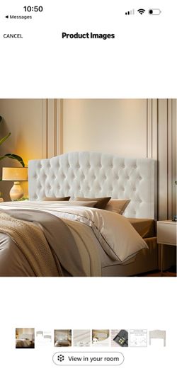 Furpopup Linen Upholstered Headboard Queen/Full Size Bed Tufted Button Headboard, Featuring High-Density Sponge Padding, Luxury Texture Easy Assembly 