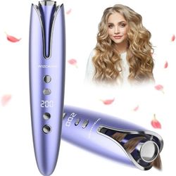 Automatic Curling Iron – Cordless Rotating Hair Curlers – Ceramic 1 Inch Barrel Curling Wand Ionic – 360° Fast Self Spin Styling Dual Voltage for Trav