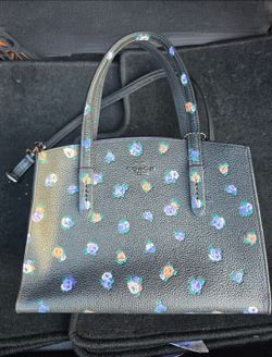 Coach Floral Print Leather Hand Bag