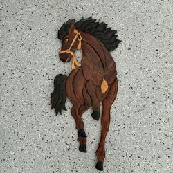Vintage Hand Carved Wooden Horse Wall Hanger. Approx. 27” High. Pre Owned.