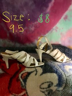 White Strappy Heels - Size 9.5