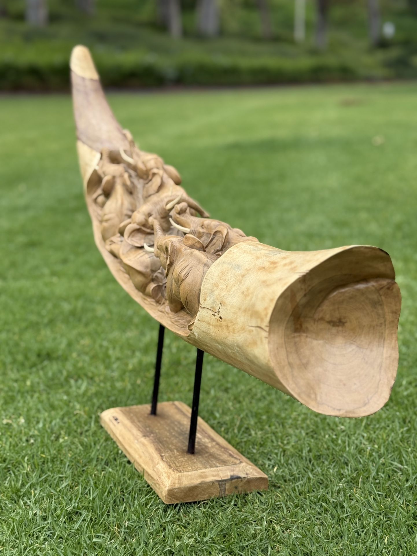 Hand Carved  Sculpture Elephants 