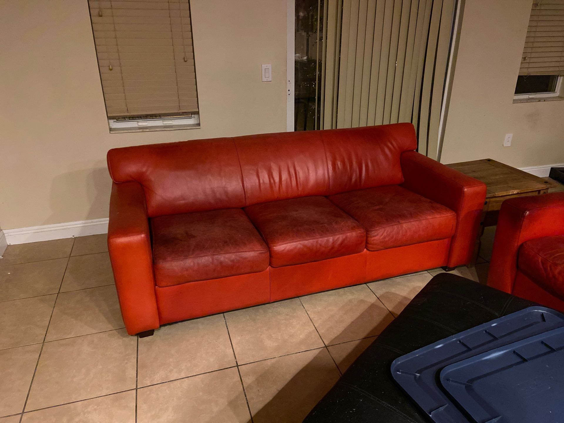 Red leather couch
