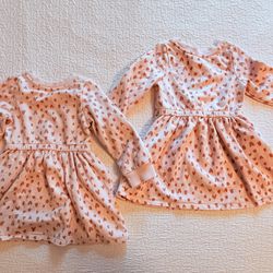 Twin Toddler bundle Girls' Pink Heart Long Sleeve Dress 2T