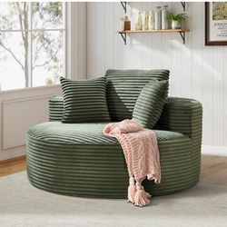56''Oversized Round Chair Lounge Chaise Indoor, Modern Upholstered Corduroy Cloud Circle Chair with