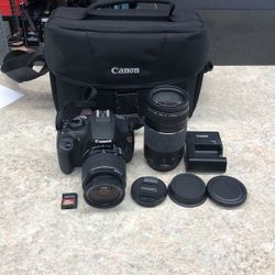 Canon EOS Rebel T5 Digital SLR Camera Lot With EF-S 18-55 & 75-300mm 