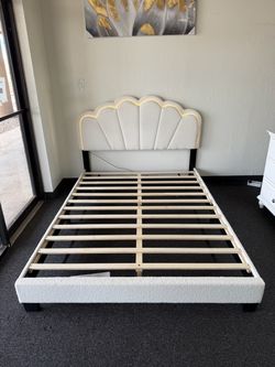 Queen platform bed frame with LED lights