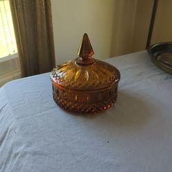 Vintage Amber Candy Dish 