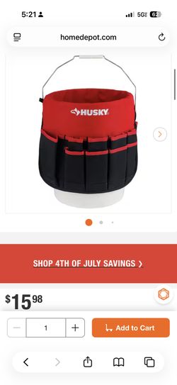 Husky 12 in. 30-Pocket Bucket Jockey 5 Gal. In-Bucket Storage Tool Bag