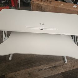 JOY worker Standing Desk Converter, 32" Wide Height Adjustable Sit Stand Up Desk Riser with Keyboard Tray, Desktop Workstation Riser for Home Office 