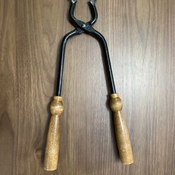 Vintage - Iron Port Wine Tongs w/Wood Handles   