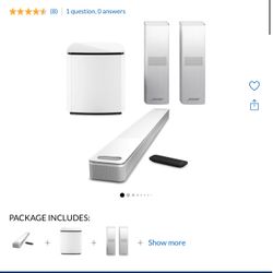 Bose Smart Ultra Dolby Atmos Soundbar, White, Bundle with Bass Module 700 and 2x Surround Speakers 700
