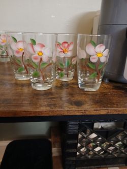 12 Vintage Franciscan Desert Rose hand painted tumblers.