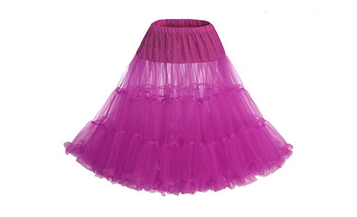 Women's 50s Vintage Rockabilly Petticoat 26" Length Net Underskirt Rose