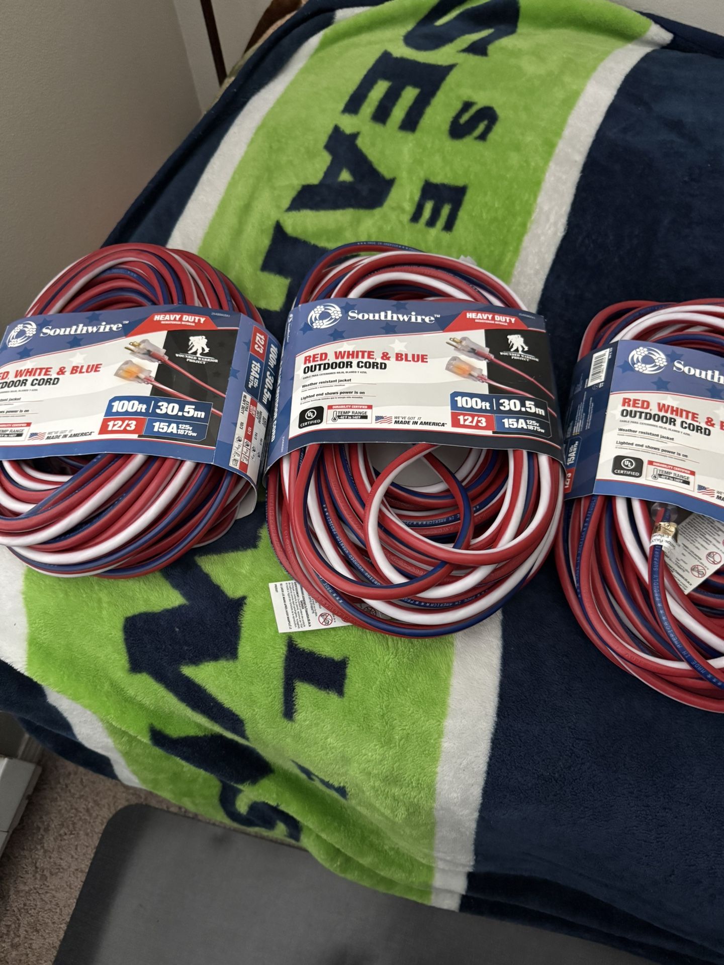 SOUTH WIRE RED, WHITE AND BLUE 100FT HEAVY DUTY