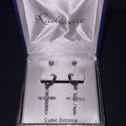 Radiance Cross hoop + Stud  earrings (brand new)