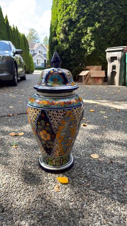 Talavera Ceramic Ginger Jar with Lid Large Approximately 20” With Lid