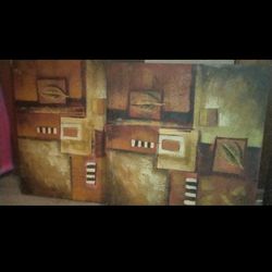 3 ABSTRACT WALL ART 
