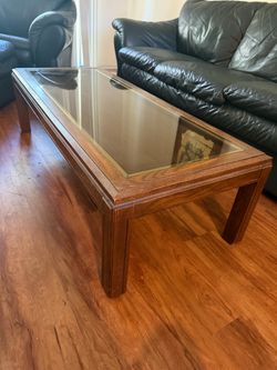 Vintage Bassett Mid-Century Modern Cane & Glass Coffee Table