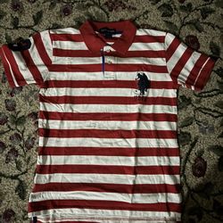 U.S. Polo Assn. Red & White Striped Polo