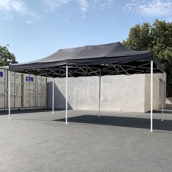 (NEW) $185 Heavy-Duty 10x20 FT Outdoor Ez Pop Up Canopy Party Tent Instant Shades w/ Carry Bag (Black, Red) 