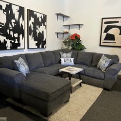 New Designer Sectional Family Size Grey Fabric Sale Sale Sale