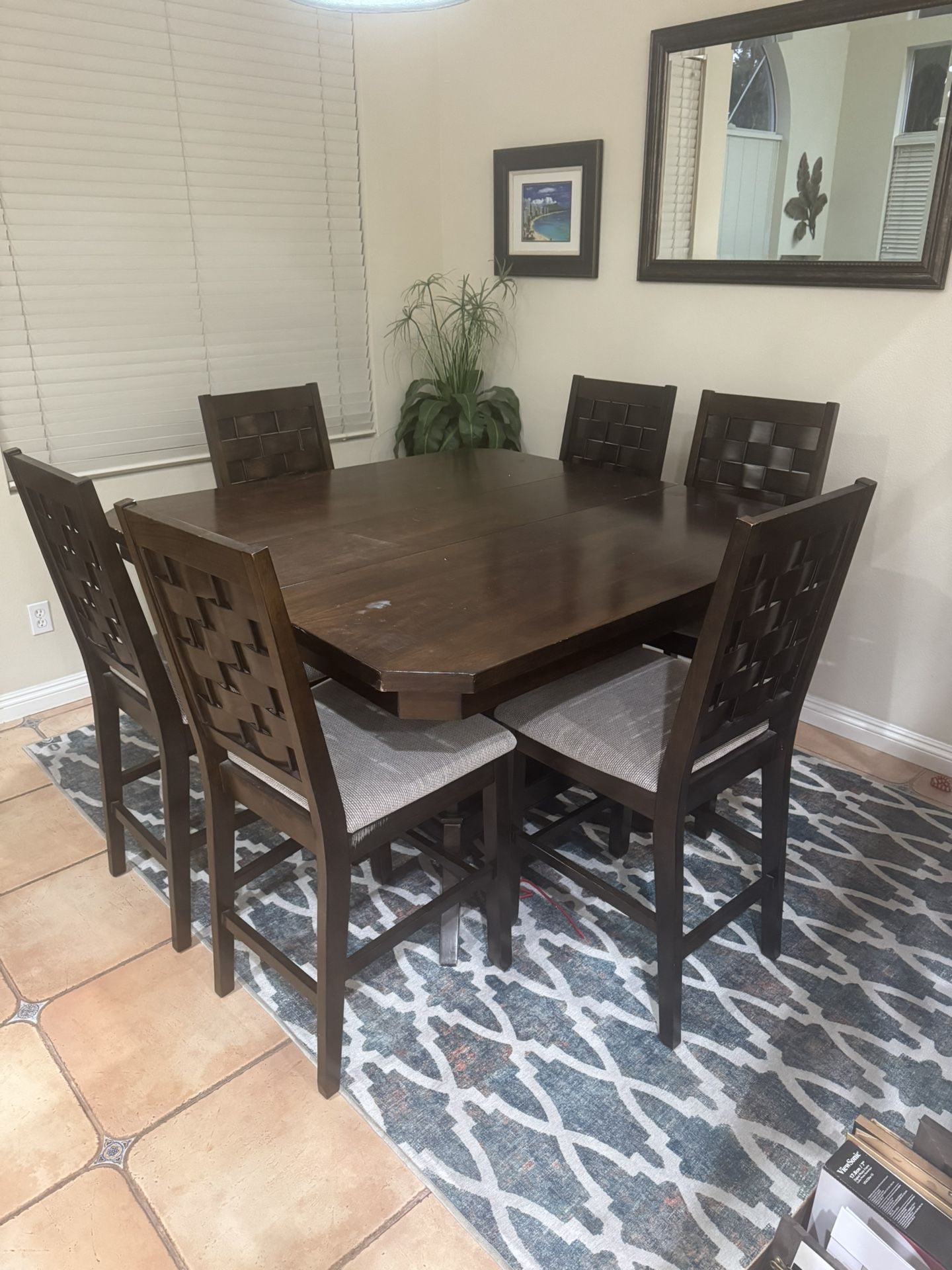 High Top Dining Table 6 Chairs Built In Wine Rack π·