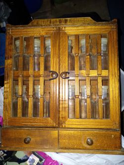 Vintage Wooden Spice Rack With Jars