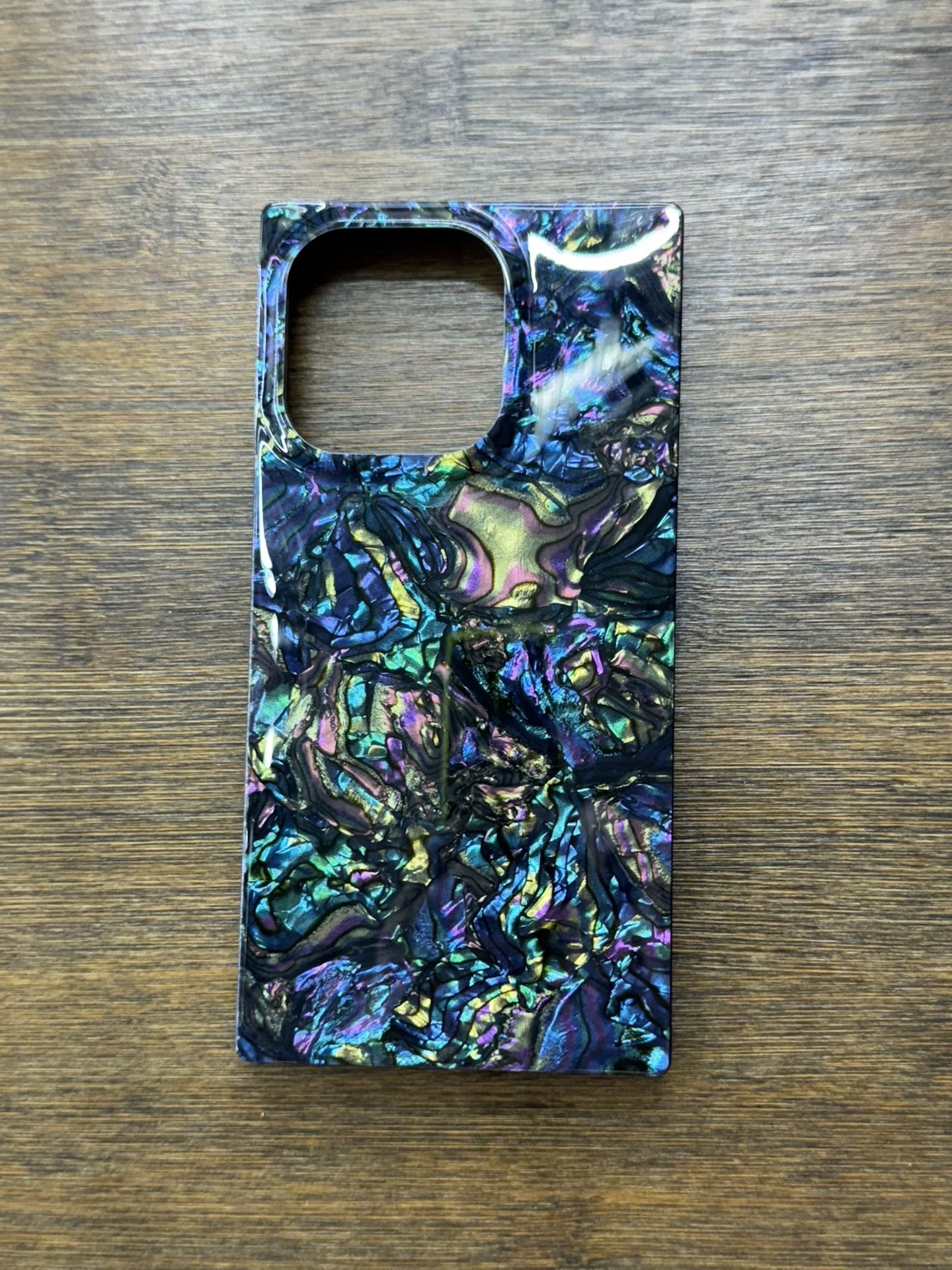 Elegant Mother Shell Pearl Compatible with iPhone 14 Pro 6.1 inch Rectangle Edge Case,Chic Slim Colorful Abalone Pearl Soft TPU Silicone