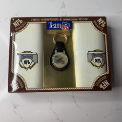 1990s Vintage Patriots Handkerchief And Key Fob Set