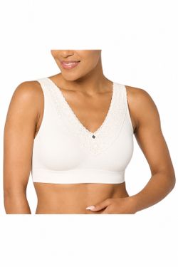 Breezies Comfort Breeze Seamless Knit Wirefree Contour Bra Champagne, Size Large