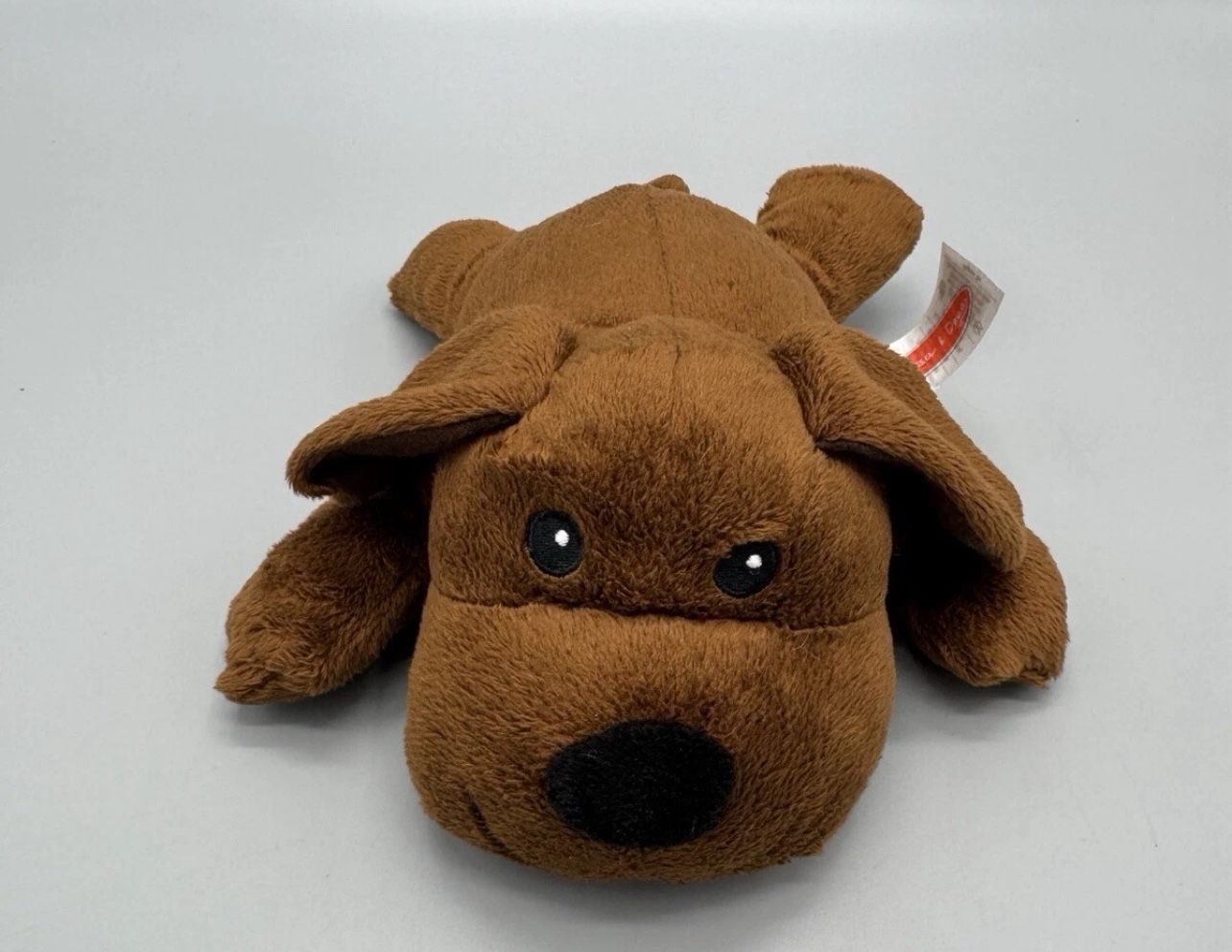 Melissa and Doug Puppy Dog Brown Plush Stuffed Animal Laying Lovey Stitched Eyes B8