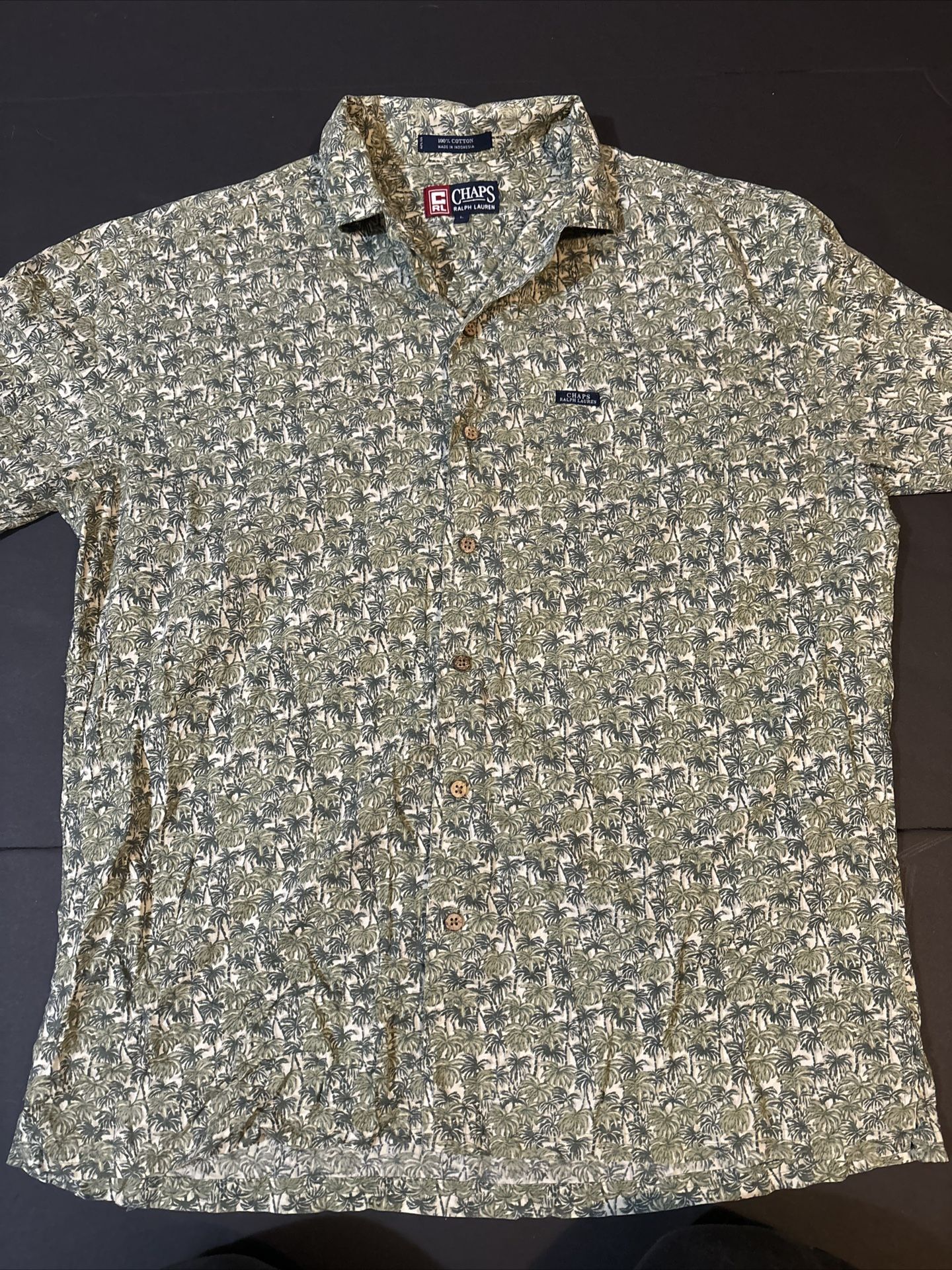 Chaps by Ralph Lauren Men’s L Palm Tree Short Sleeve Button Down Shirt