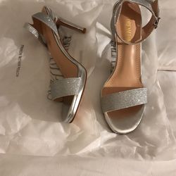 Silver Sparkly Small Heel Shoe