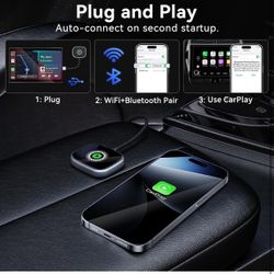 Wireless CarPlay Adapter, Wireless Car Screen Adapter for iPhone-Easily Upgrade Wired CarPlay to Unwired Connectivity, Includes USB-A to USB-C Dongle,