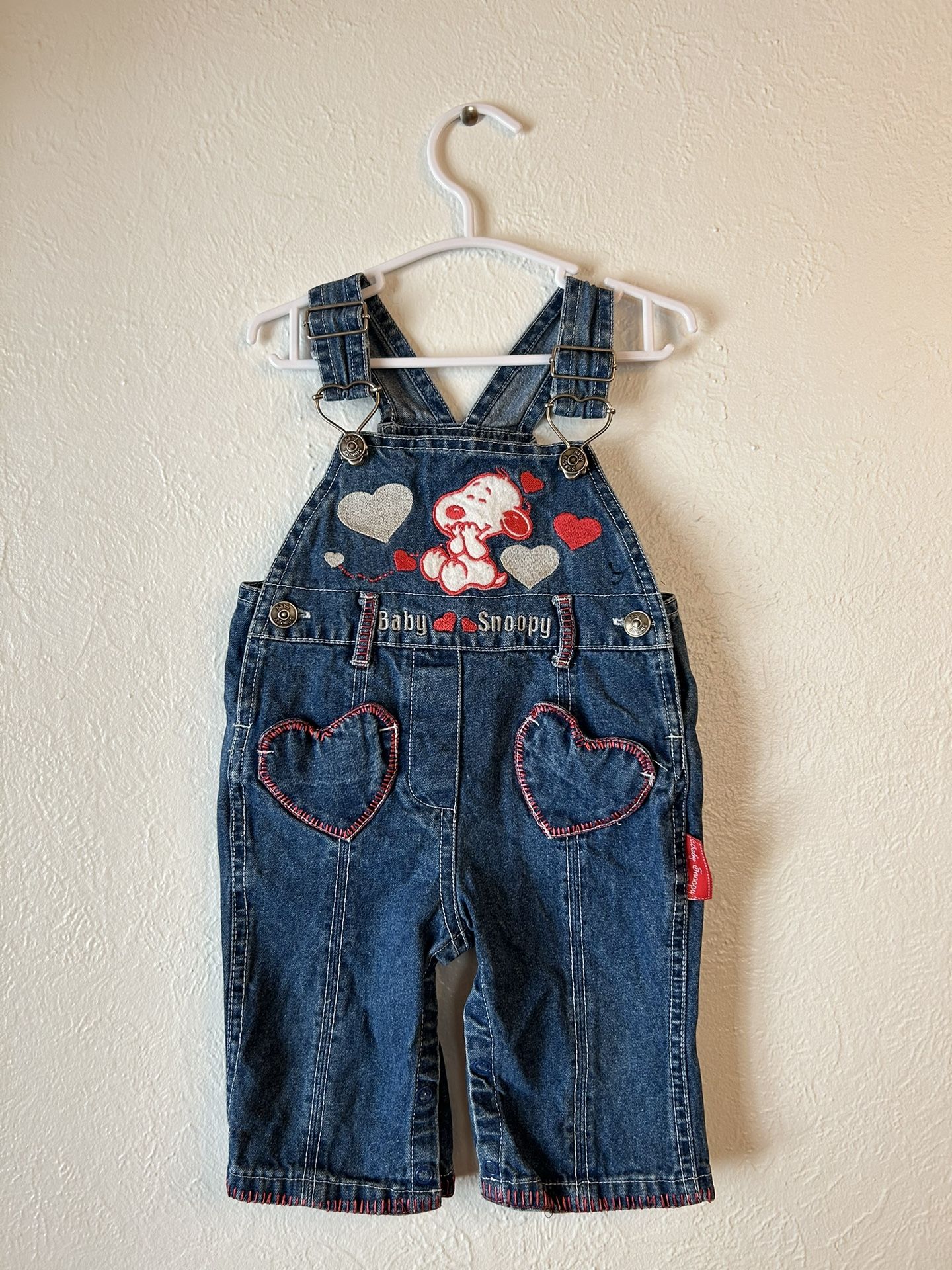 Vintage Snoopy Baby Overalls Hearts 3/6M