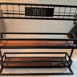 Wood And Metal Spice Rack