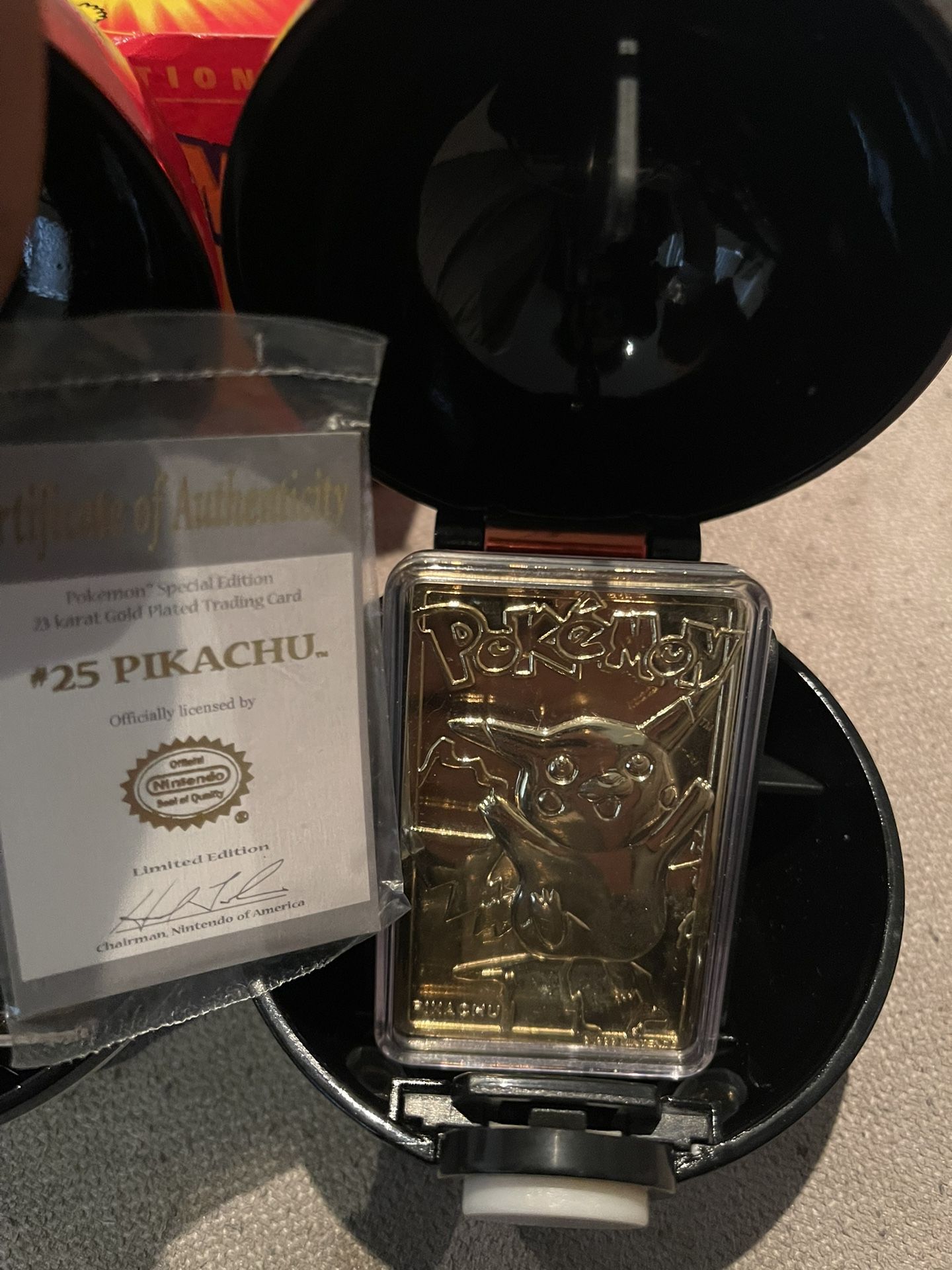 POKEMON 23K Gold Plated #25 Pikachu And 2 #61 Poliwhirl Trading Card Pokeball 1999 Burger King
