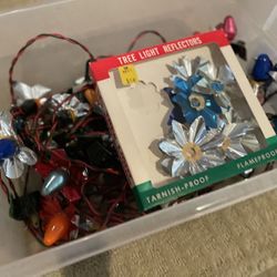 Vintage Christmas Lights With Tree Light Reflectors Satin Goo