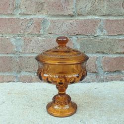 Vintage Colony Color Crown Amber Compote/Lid 