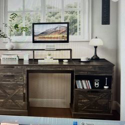 63”W Farmhouse Executive Lift Top Desk