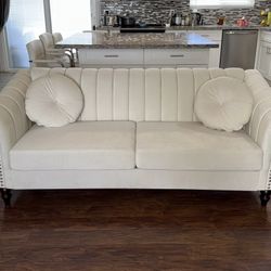 Cream Sofa w/ 2 Pillows- BRAND NEW NEVER USED!!