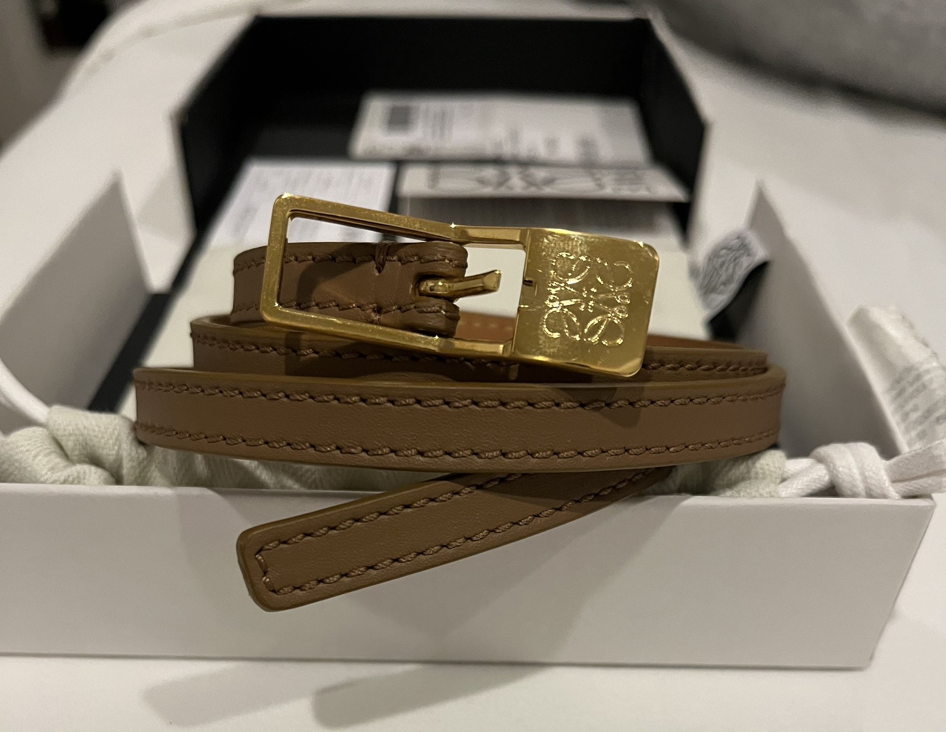 Loewe Women's Amazona Leather Padlock Belt In Oak Gold