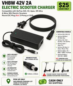 VHBW 42V 2A GoTrax Electric Scooter Charger – Round DC Plug
