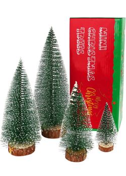 BRAND NEW IN BOX Bottle Brush Trees Christmas Decor, Small Mini Christmas Trees for Tabletop, Christmas Decorations for Indoor Kitchen Village Table C