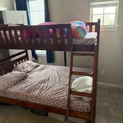 Twin-over-Full Wooden Bunk Bed – $350