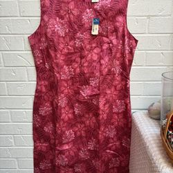 Eddie Bauer NWT Pink Floral Cotton Sleeveless Dress Size 12